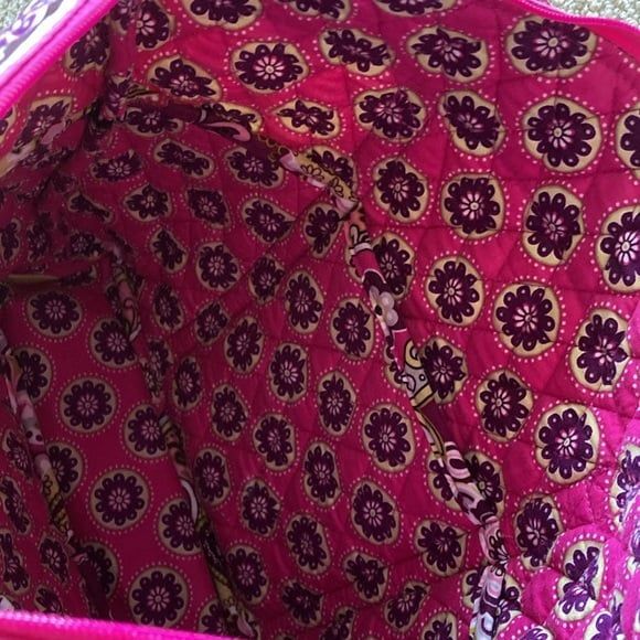 Vera Bradley Small Vera Tote Bag Magenta Retired Print Pattern Carryall Handbag - Picture 11 of 12